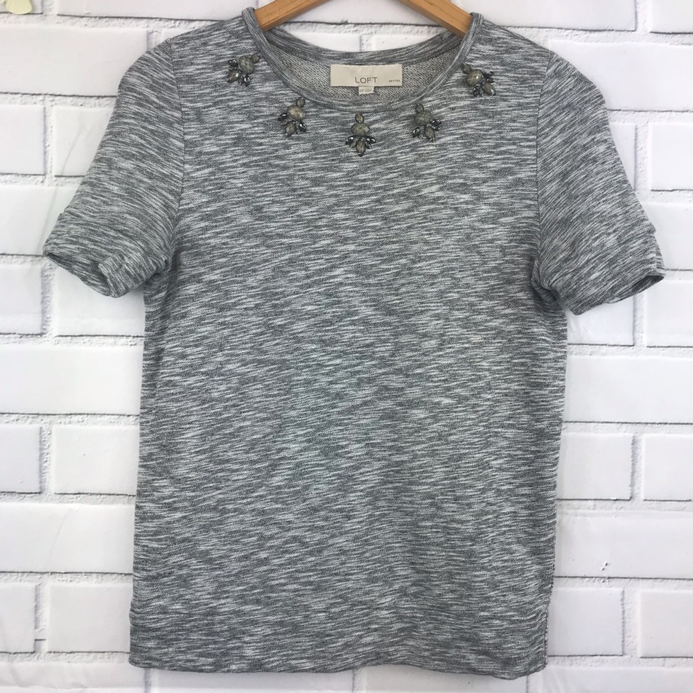 Loft Ann Taylor Jeweled Neck Top XS